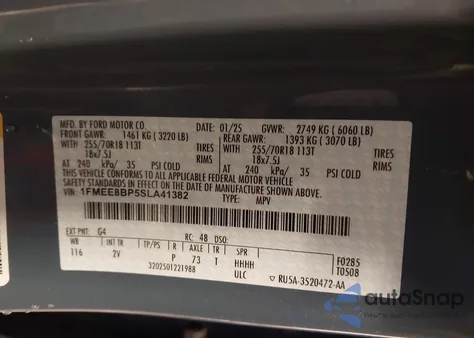 2025 Ford Bronco Outer Banks z USA, uszkodzony, nr VIN 1FMEE8BP5SLA41382